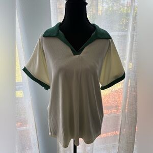 Green and Cream Women's Top